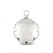 Crystal glass charm 13mm Crystal-silver